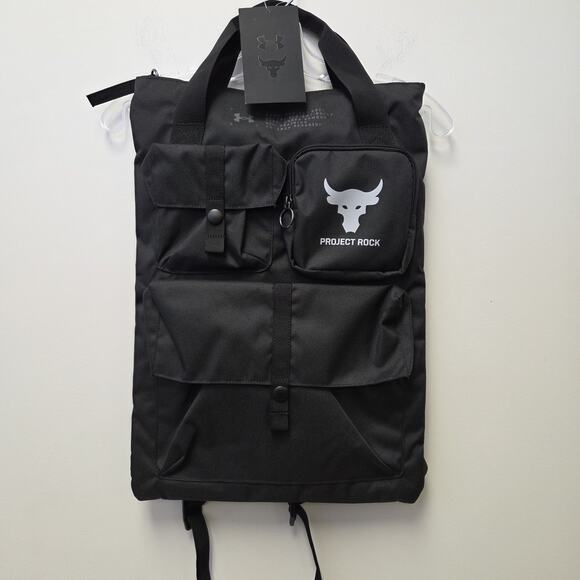 Under Armour UA Project Rock Gym 19L Bag Sack Backpack Black 1381925-001 - Picture 1 of 8